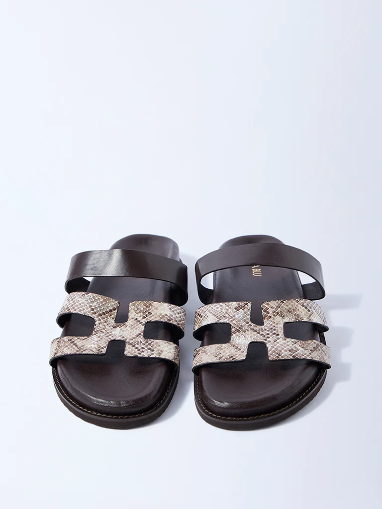 LUNA BLU Dark Brown Dual Strap Sandals - Image 3