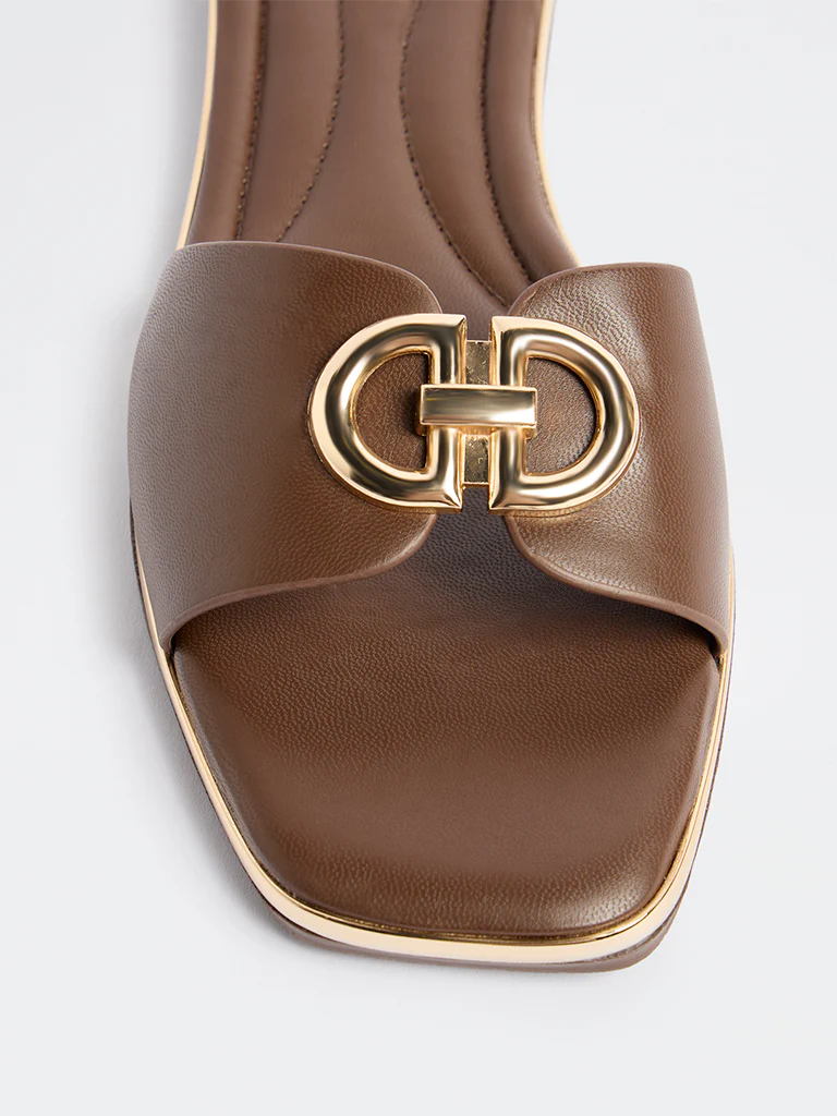 LUNA BLU Dark Brown Hardware Detailed Slides - Image 3