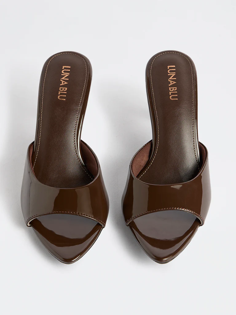 LUNA BLU Dark Brown Heel Mules - Image 3