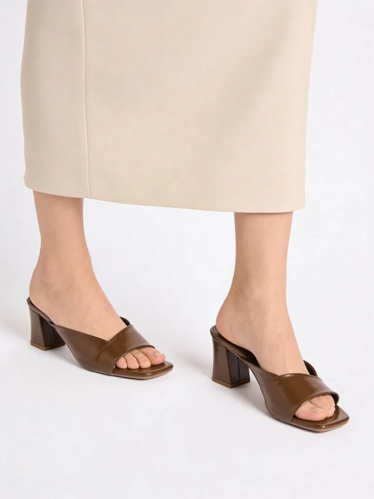 LUNA BLU Dark Brown Mule-Heel Sandals
