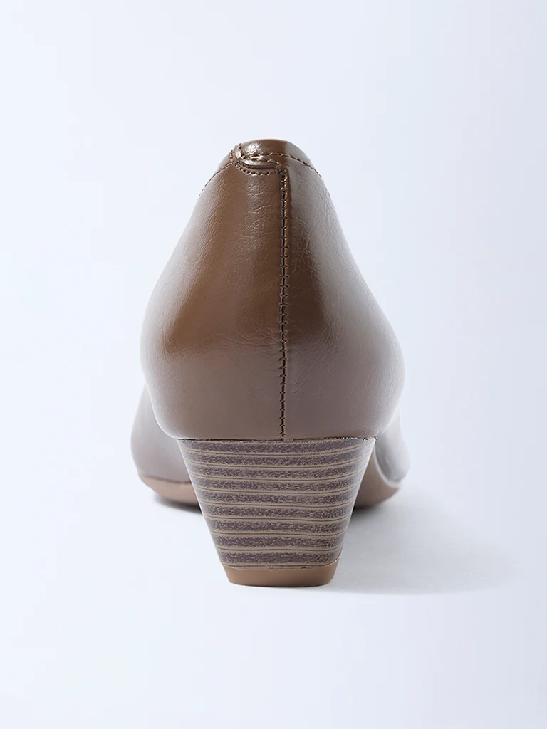 LUNA BLU Dark Brown Solid Pump Shoes - Image 3