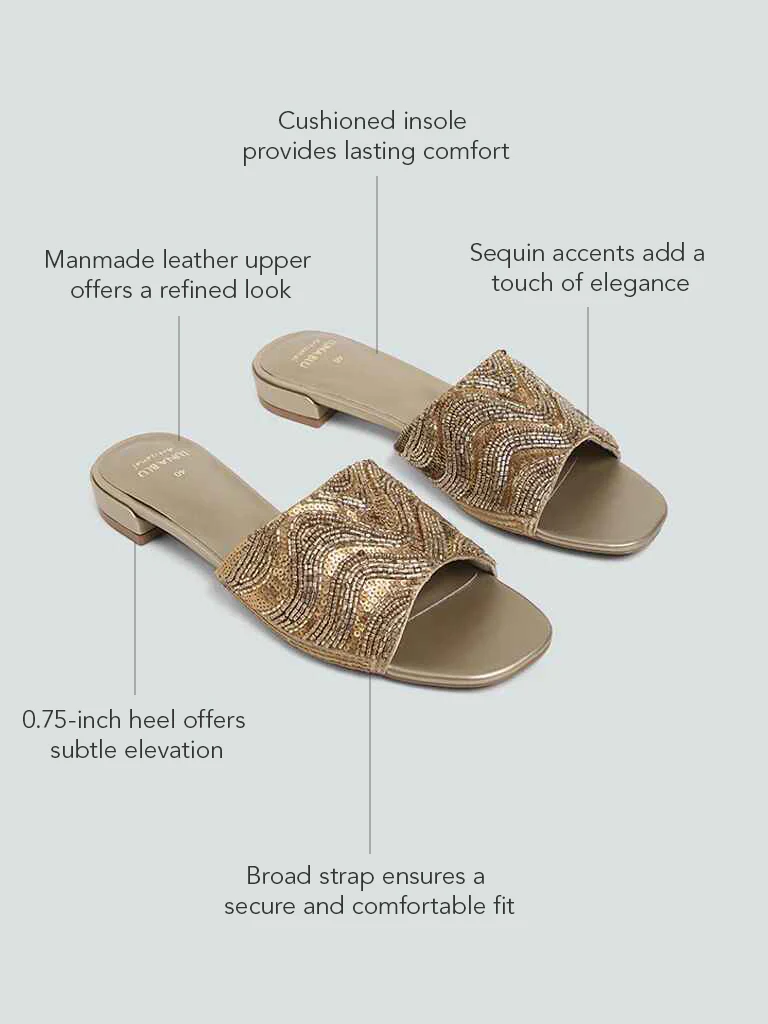 LUNA BLU Gold Embellished Artisanal Sandals - Image 4