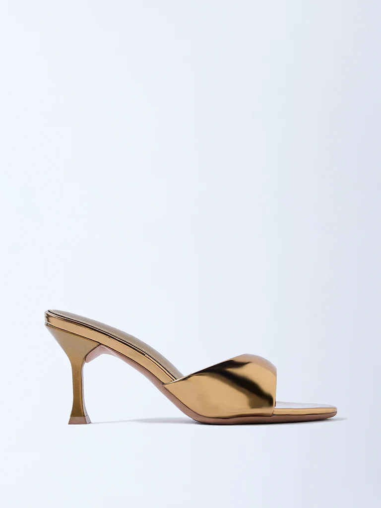 LUNA BLU Gold Heel Sandals