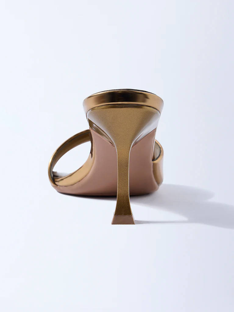 LUNA BLU Gold Heel Sandals - Image 3