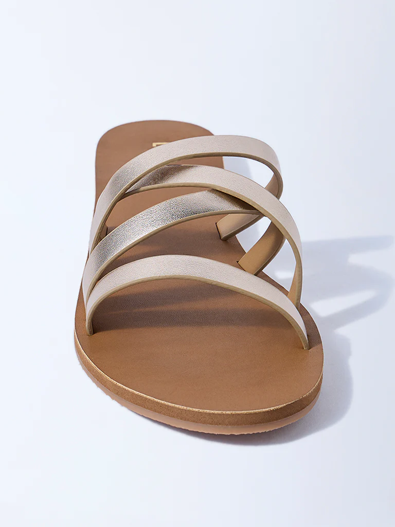 LUNA BLU Gold Multi-Strap Slides - Image 3