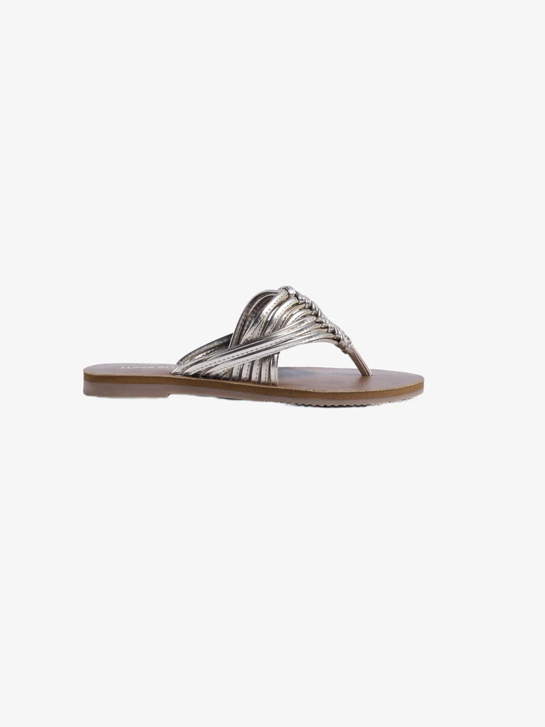 LUNA BLU Gold Straps Thong Flat Sandals
