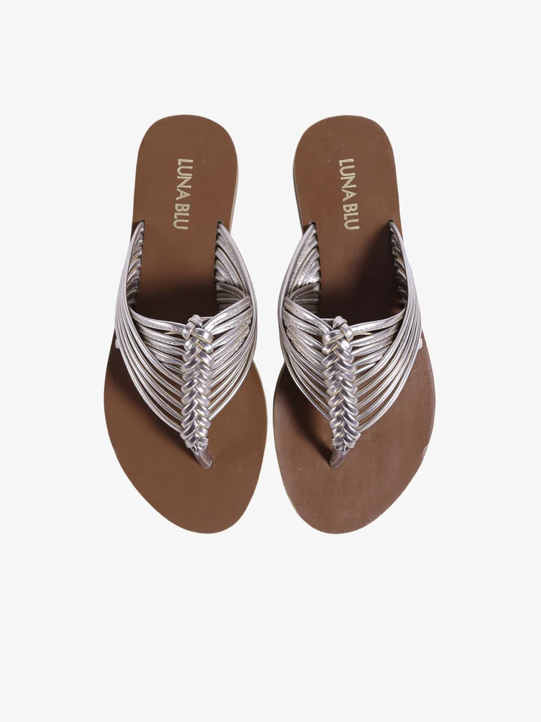 LUNA BLU Gold Straps Thong Flat Sandals - Image 2