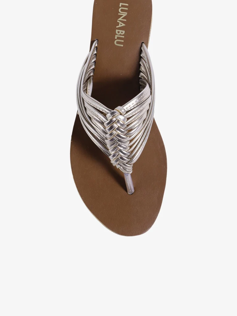 LUNA BLU Gold Straps Thong Flat Sandals - Image 3