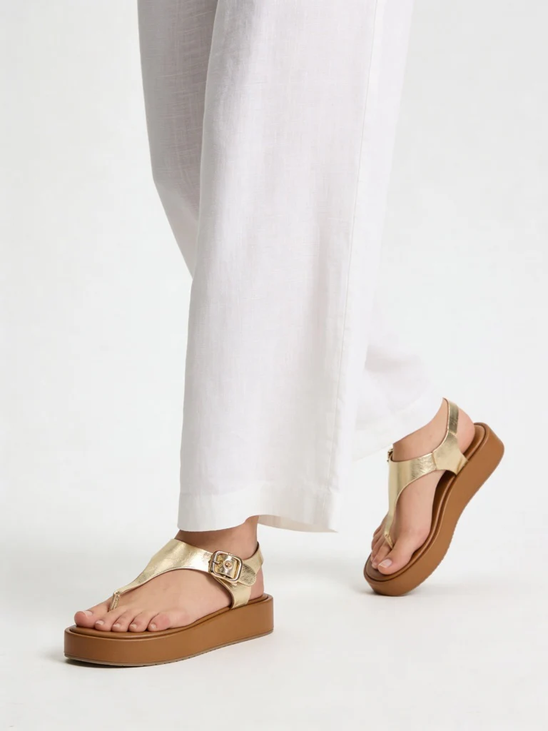 LUNA BLU Gold Thong-Strap Sandals