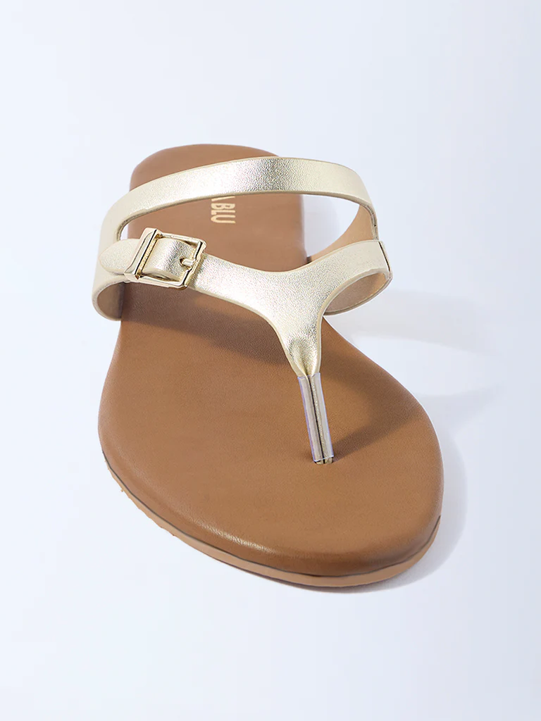 LUNA BLU Gold Thong-Strap Sandals - Exclusive - Image 3