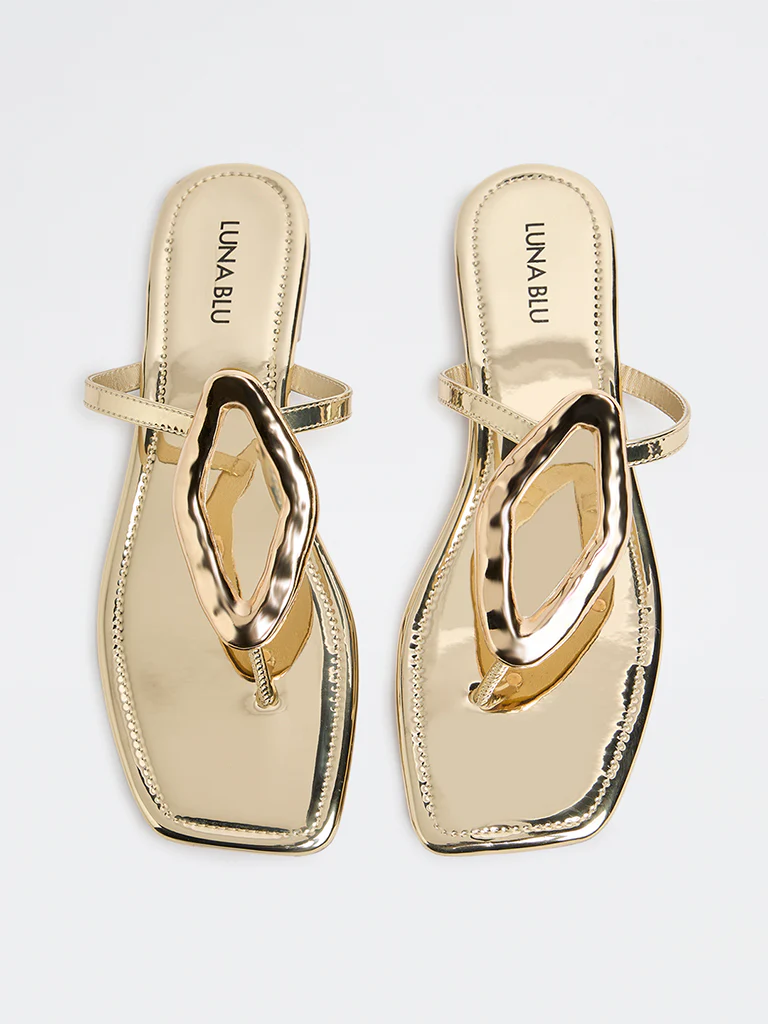LUNA BLU Golden Metallic Detailed Slides - Image 2