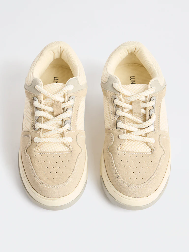 LUNA BLU Grey Colorblock Perforated Lace-Up Sneakers - Image 2