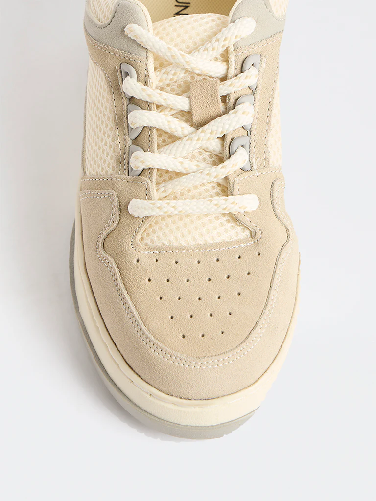LUNA BLU Grey Colorblock Perforated Lace-Up Sneakers - Image 3