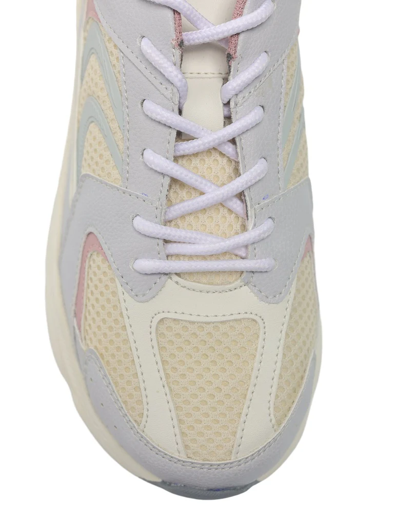 LUNA BLU Grey Sude-Detail Mesh Lace-Up Sneakers - Image 3