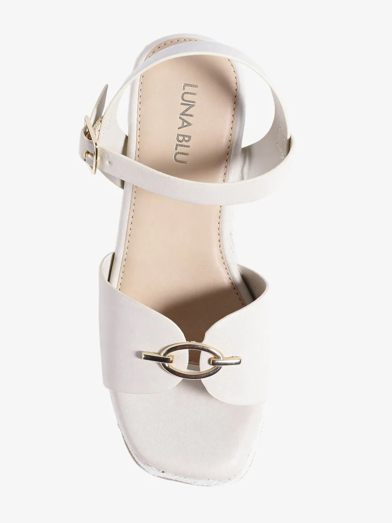 LUNA BLU Ivory Ankle Strap Wedge Sandals - Image 3
