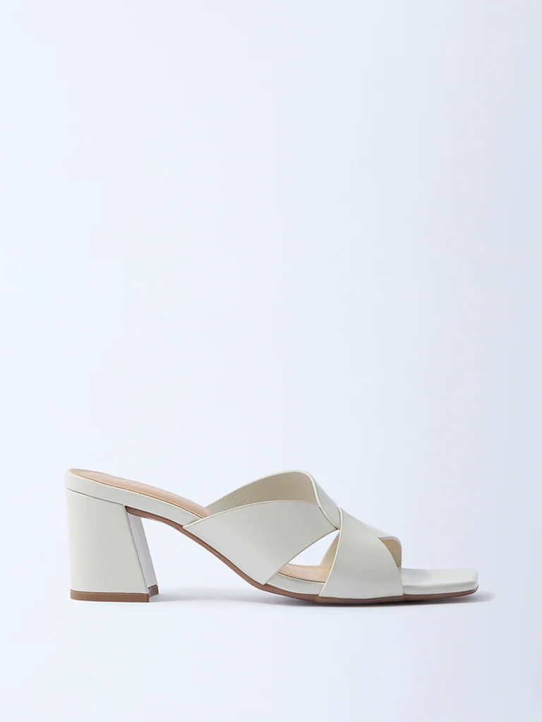 LUNA BLU Ivory Block-Heel Sandals - Image 3