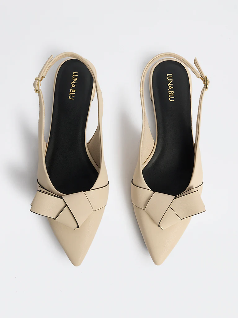 LUNA BLU Ivory Bow-Detailed Slingback Mules - Image 2