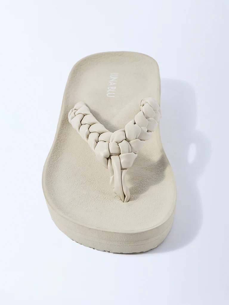LUNA BLU Ivory Braided Flip-Flops - Image 3