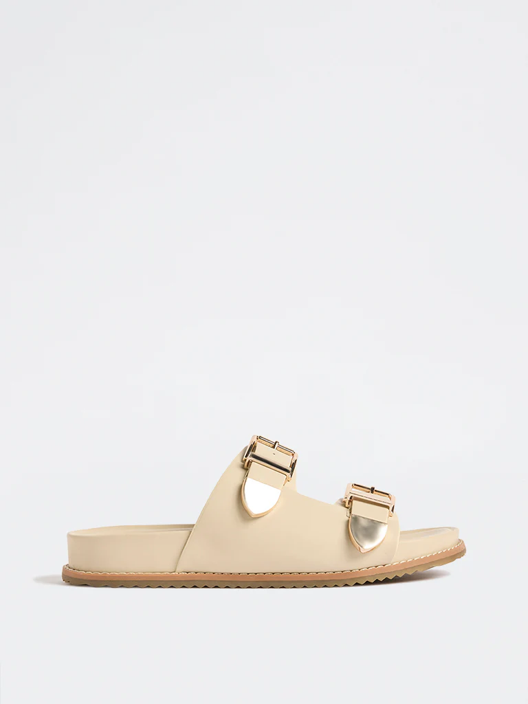 LUNA BLU Ivory Buckle-Detailed Comfort Sandals - Image 2