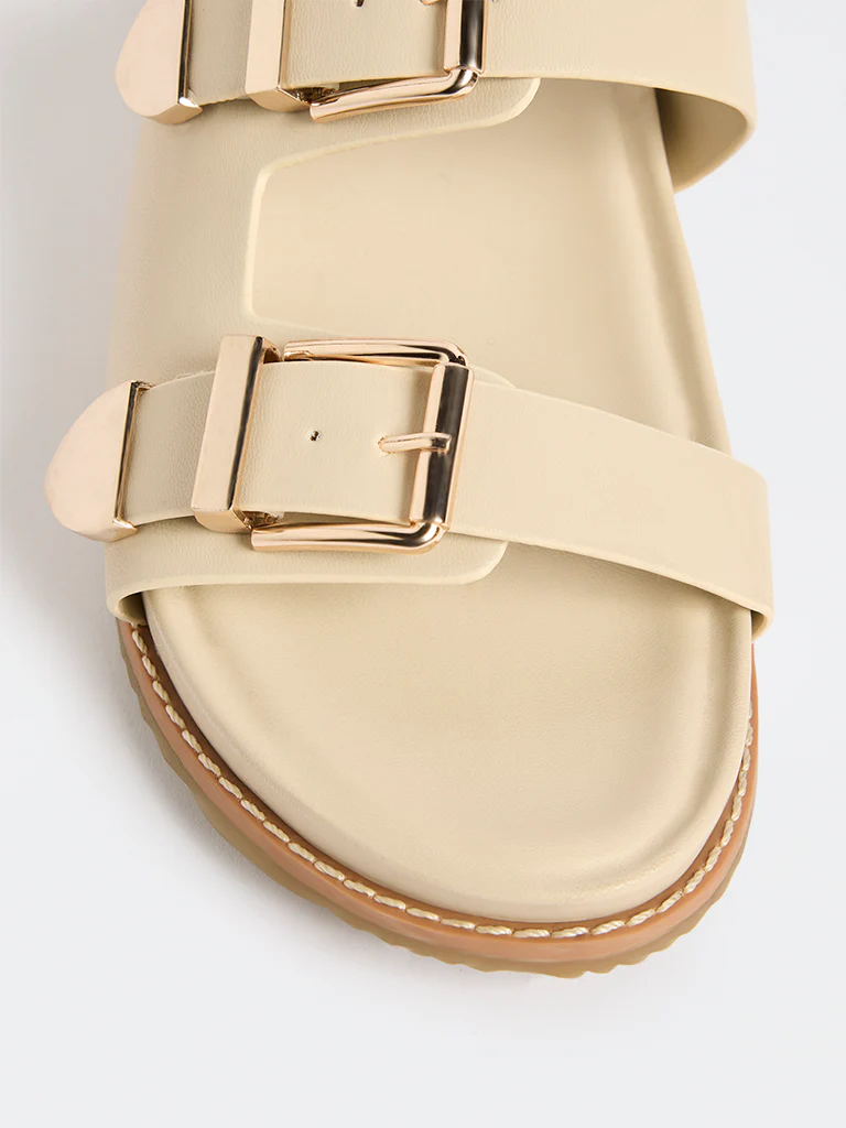 LUNA BLU Ivory Buckle-Detailed Comfort Sandals - Image 4