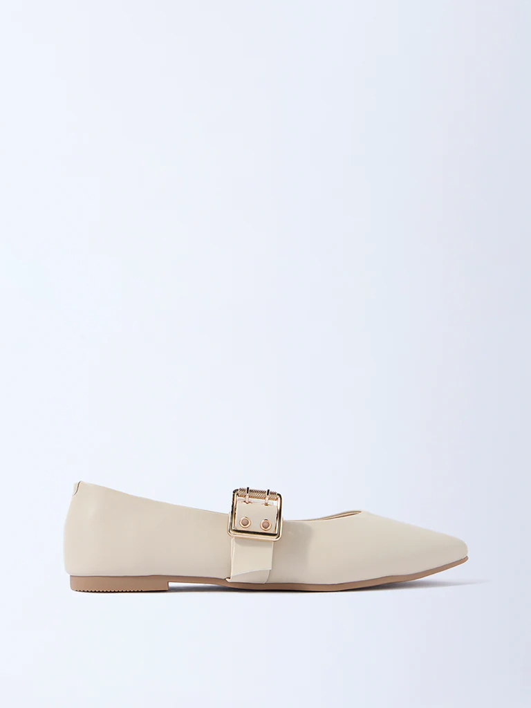 LUNA BLU Ivory Buckle-Detailed Mary Jane Shoes- Exclusive - Image 2