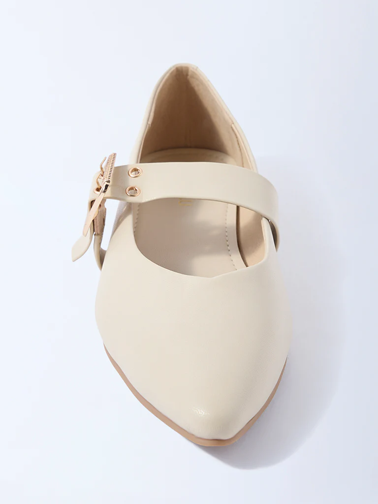 LUNA BLU Ivory Buckle-Detailed Mary Jane Shoes- Exclusive - Image 3