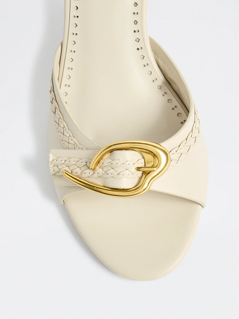 LUNA BLU Ivory Buckle-Detailed Sandals - Image 3