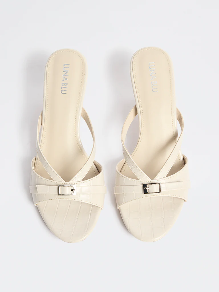 LUNA BLU Ivory Buckle-Detailed Sandals - Image 2