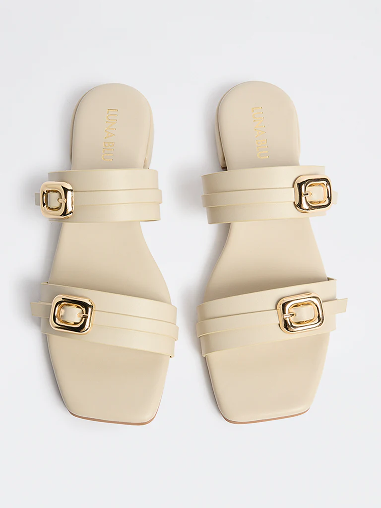 LUNA BLU Ivory Buckle Detailed Slides - Image 3