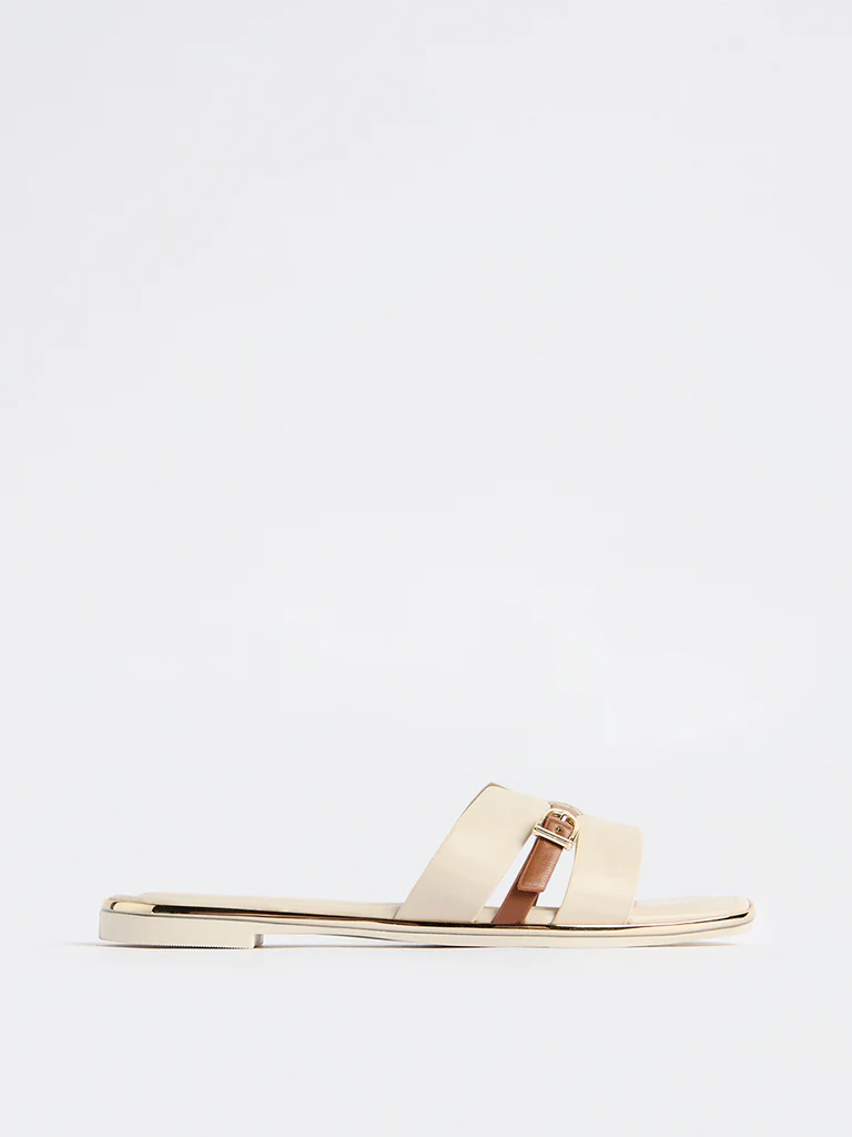LUNA BLU Ivory Buckle Detailed Slides - Image 2