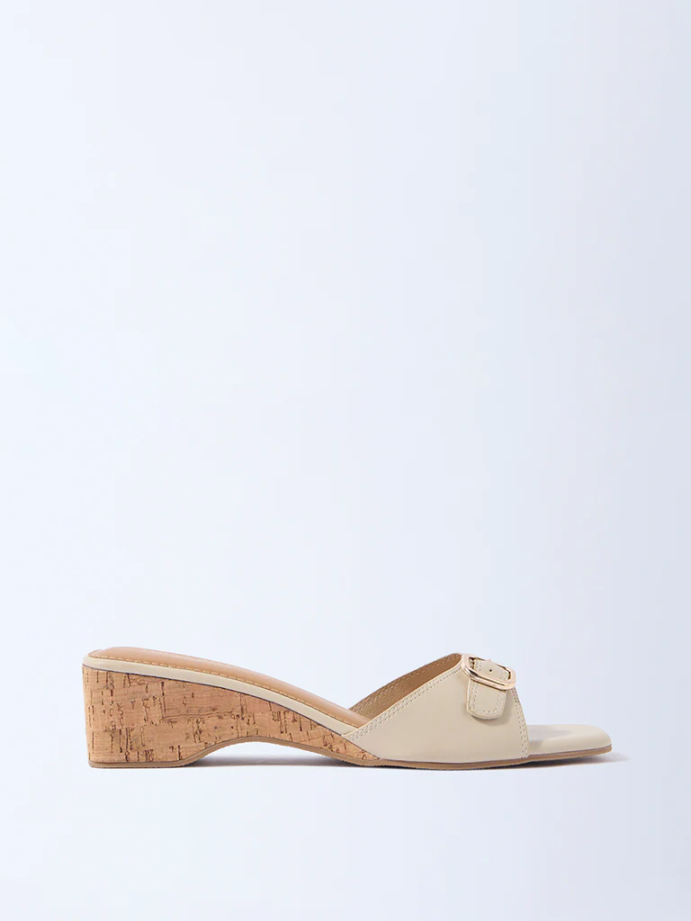 LUNA BLU Ivory Buckle-Detailed Wedge-Heel Sandals - Exclusive - Image 2