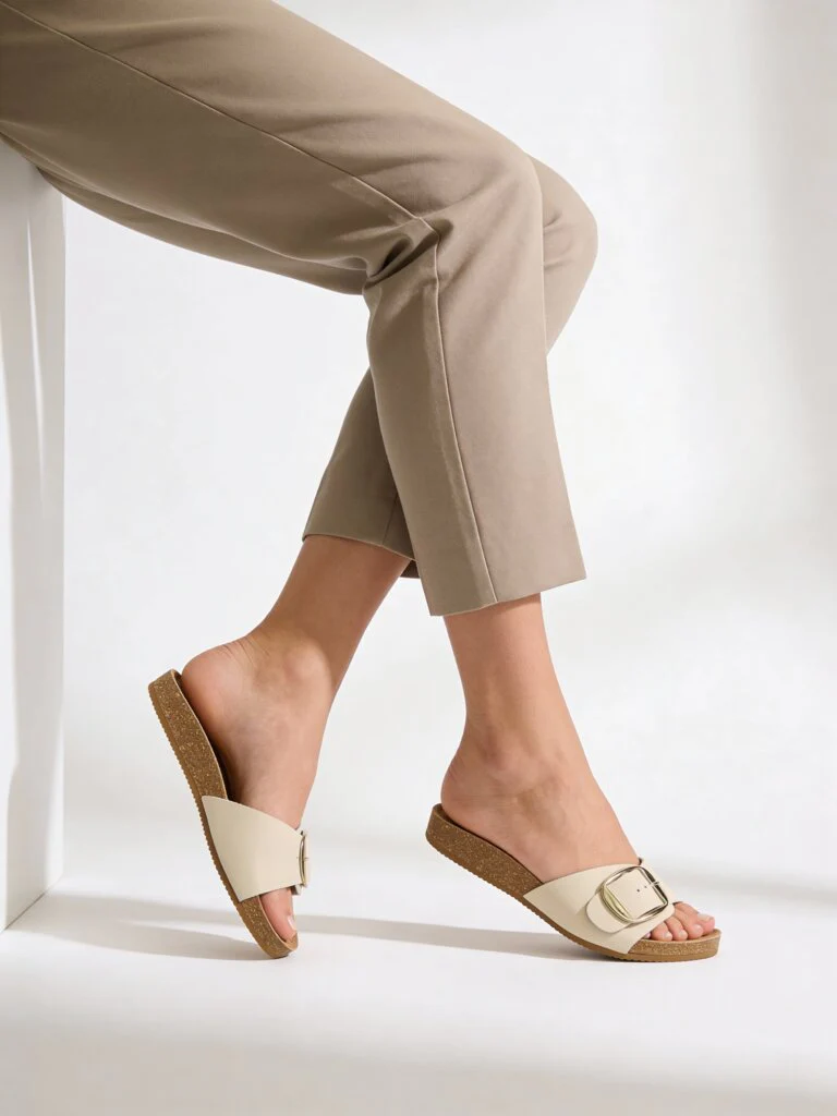 LUNA BLU Ivory Buckle-Strap Comfort Slides - Image 2