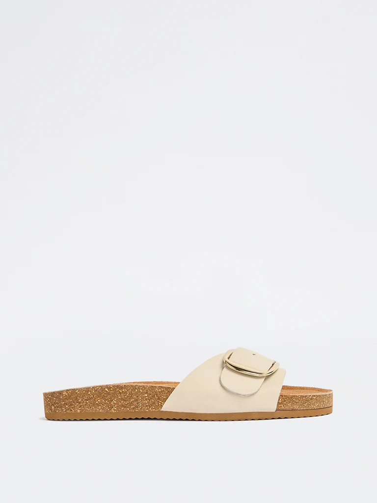 LUNA BLU Ivory Buckle-Strap Comfort Slides - Image 4