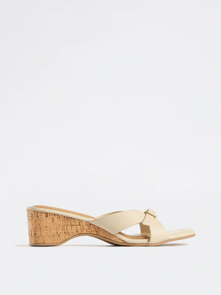 LUNA BLU Ivory Buckle-Strap Wedge Sandals - Image 2