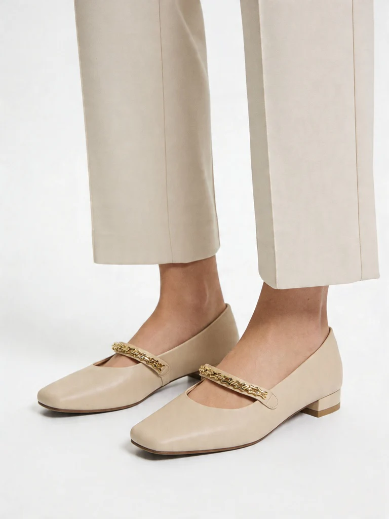 LUNA BLU Ivory Chain Detail Mary Jane Shoes - Image 2