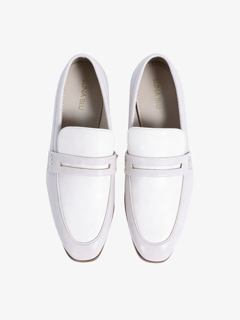 LUNA BLU Ivory Color-Blocked Saddle Loafers