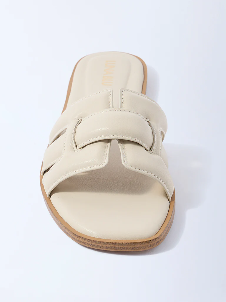LUNA BLU Ivory Criss-Cross Detailed Slides - Exclusive - Image 3