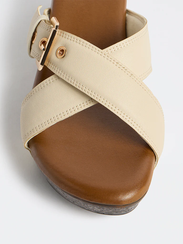 LUNA BLU Ivory Criss-Cross Strap Heel Sandals - Image 4