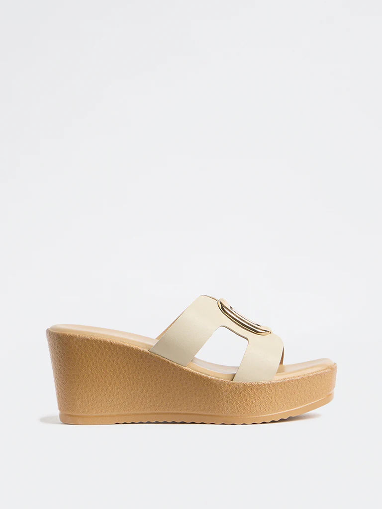 LUNA BLU Ivory Cut-Out Strap Wedge-Heel Sandals - Image 2