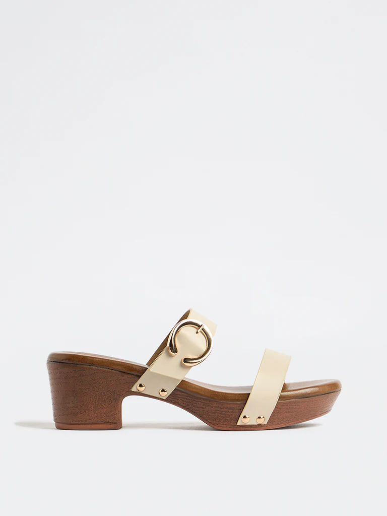 LUNA BLU Ivory Double-Strap Block Sandals - Image 2