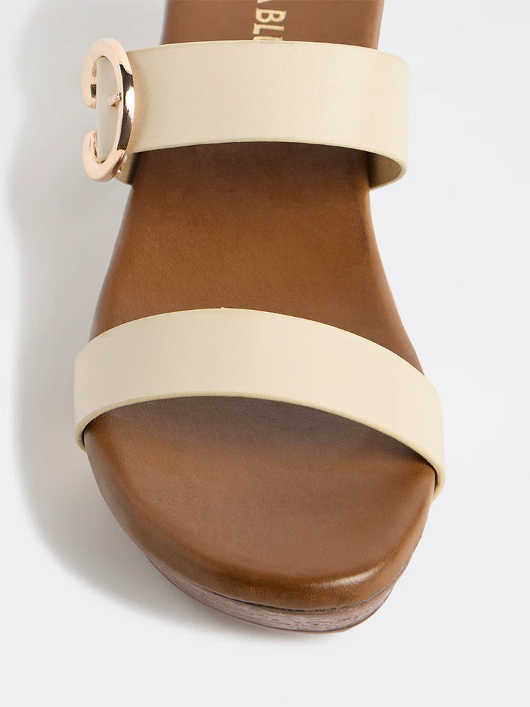 LUNA BLU Ivory Double-Strap Block Sandals - Image 4