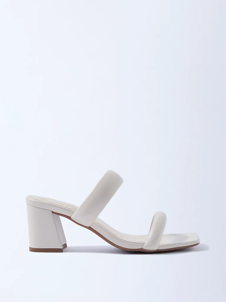 LUNA BLU Ivory Dual-Strap Heel Sandals