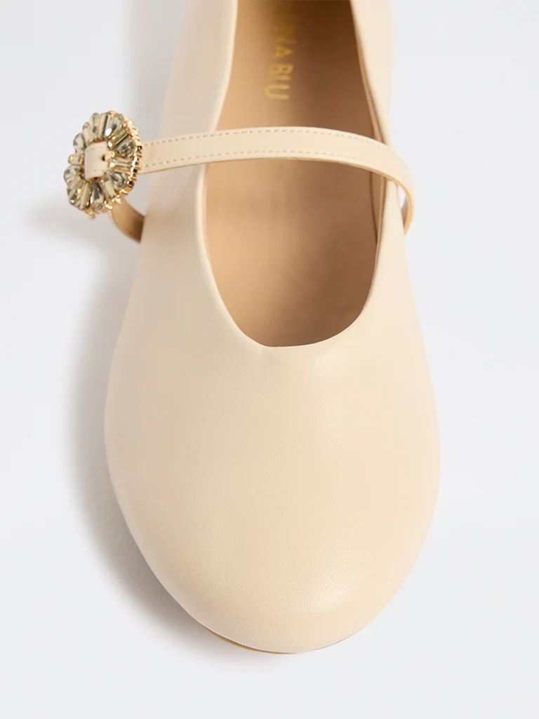 LUNA BLU Ivory Embellished Mary Jane Shoes - Image 4