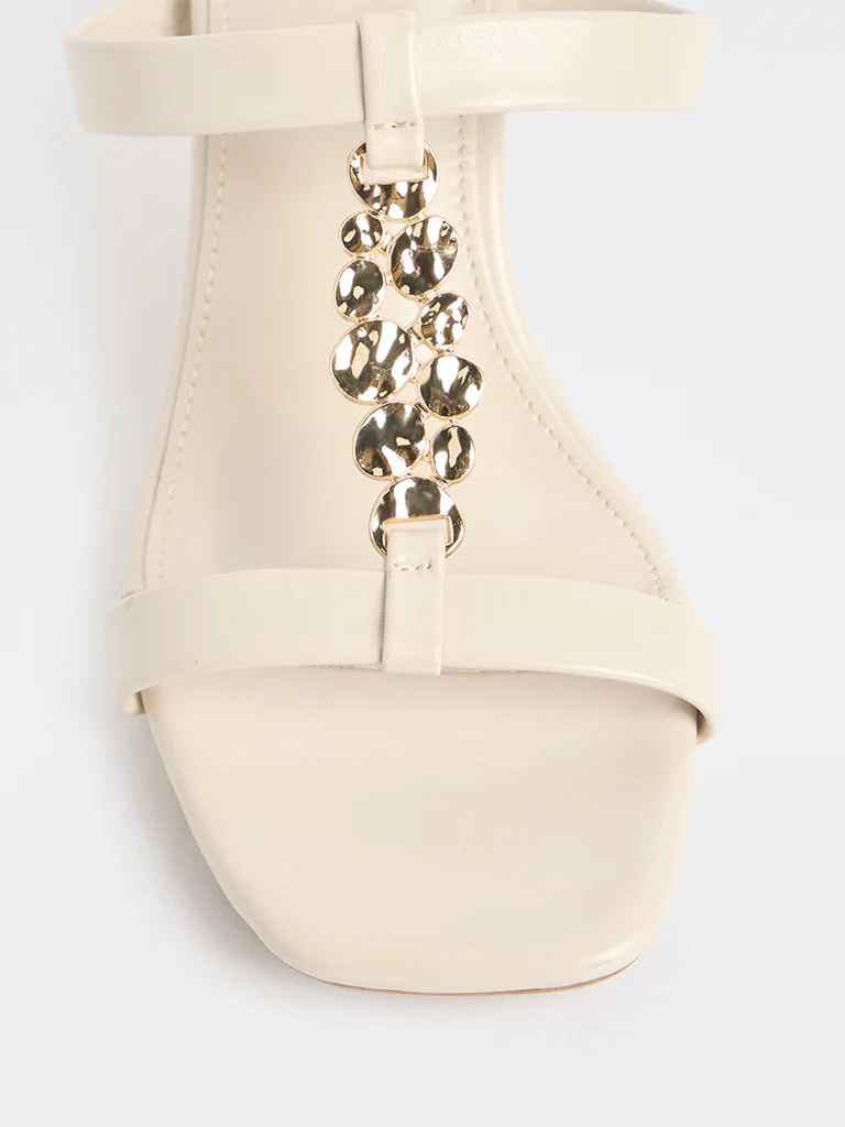 LUNA BLU Ivory Embellished Strap Heel Sandals - Image 4