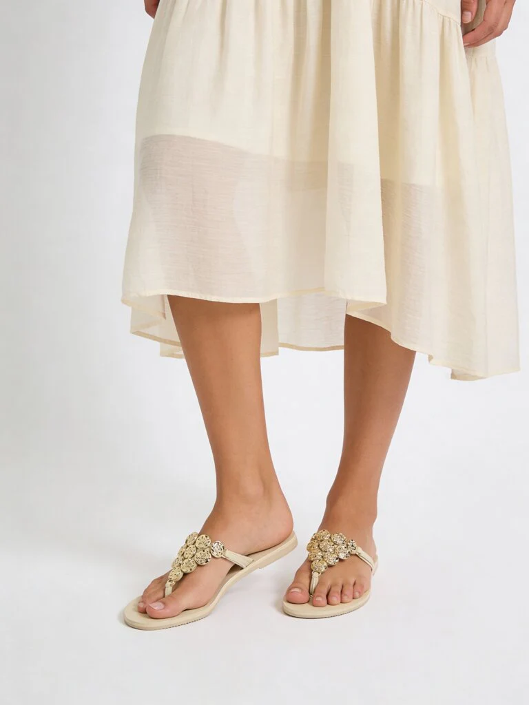 LUNA BLU Ivory Embellished Thong Slides