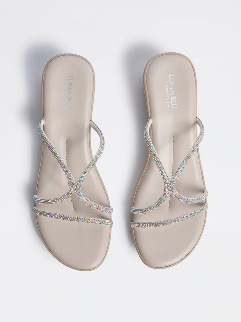 LUNA BLU Ivory Embellished Wedge Heel Sandals - Image 2
