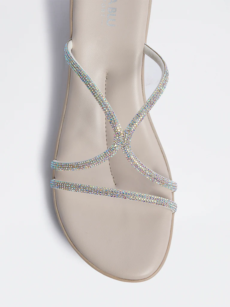 LUNA BLU Ivory Embellished Wedge Heel Sandals - Image 3