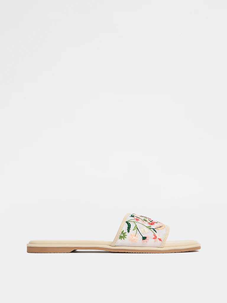 LUNA BLU Ivory Floral Detailed Slides