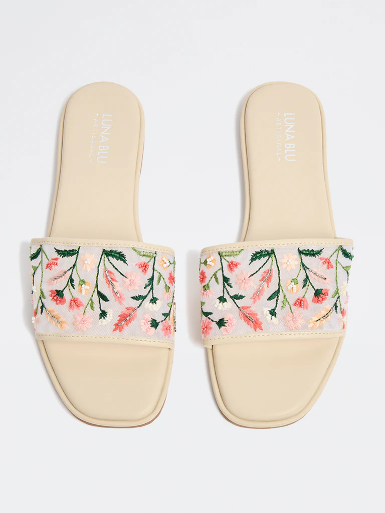 LUNA BLU Ivory Floral Detailed Slides - Image 2
