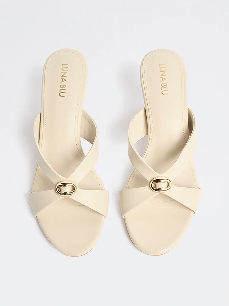 LUNA BLU Ivory Hardware Detailed Strap Sandals - Image 2
